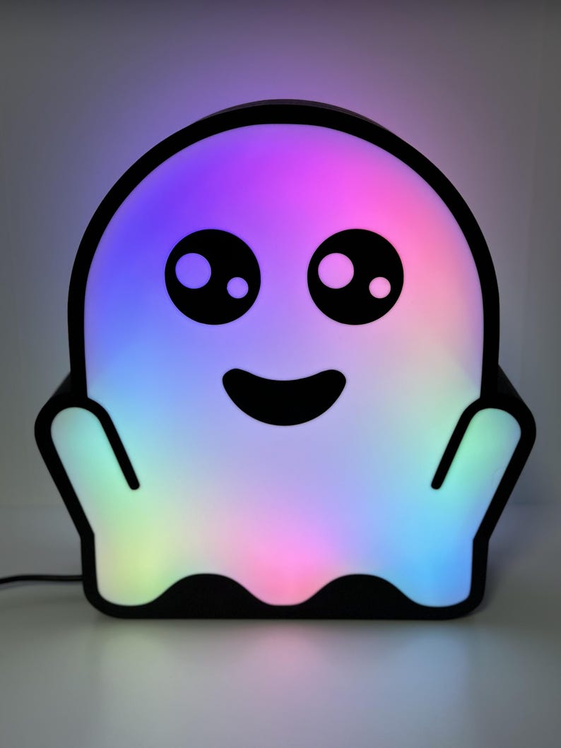 Halloween Ghost Light Decoration | Double Sided 3D Printed Ghost LED Light | Halloween Decor | Funny Halloween Decoration