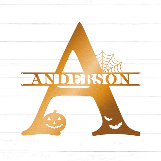 Halloween Monogram Metal Sign, Halloween Last Name Sign, Spooky Metal Monogram, Personalized Halloween Decor