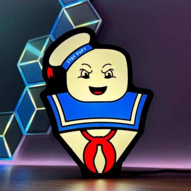 3D-Printed Stay Puft Marshmallow Man Neon LED Sign, Ghostbusters Themed Decor