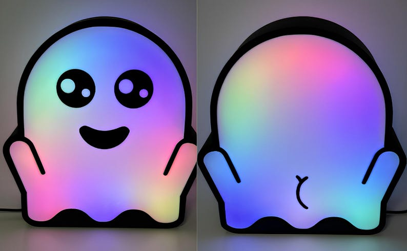 Halloween Ghost Light Decoration | Double Sided 3D Printed Ghost LED Light | Halloween Decor | Funny Halloween Decoration