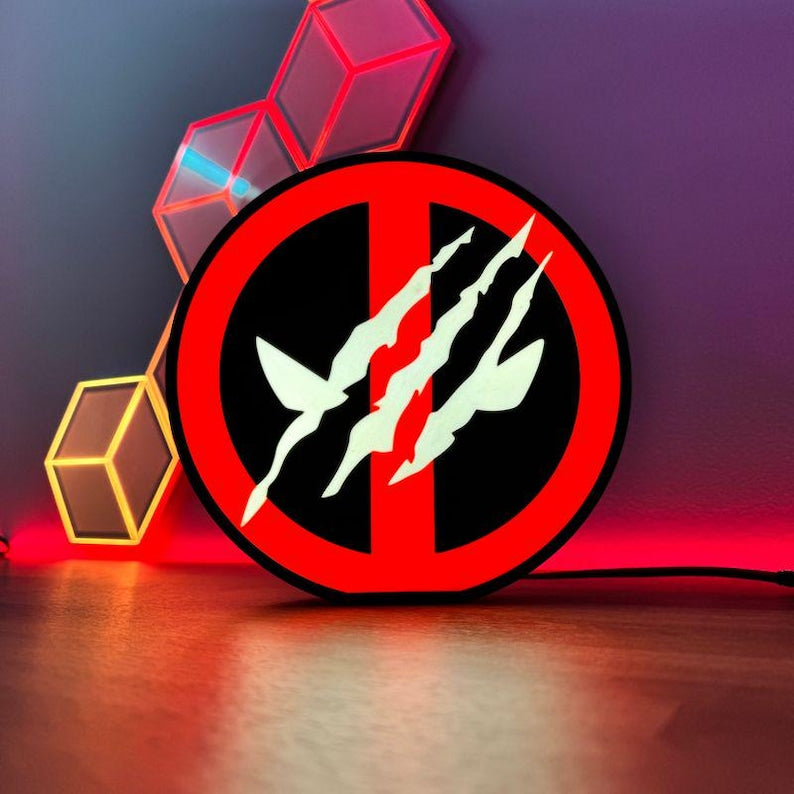 Deadpool Wolverine Inspired LED Light Box