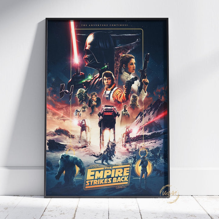 Star Wars Empire Strikes Back Poster, Luke Skywalker Wall Art, 3d Printed Movie Poster