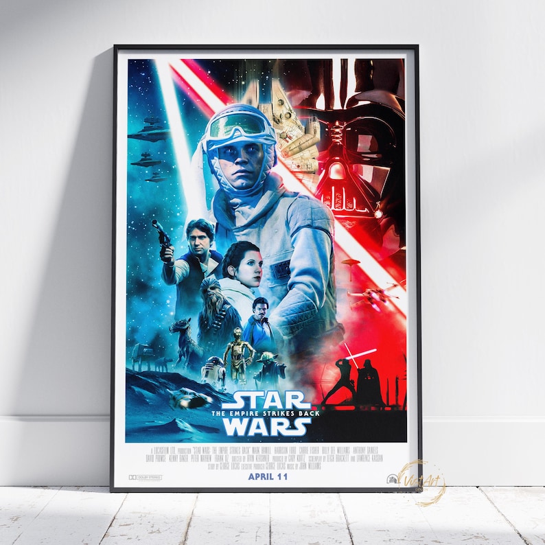 Star Wars Empire Strikes Back Poster, Luke Skywalker Wall Art, 3d Printed Movie Poster