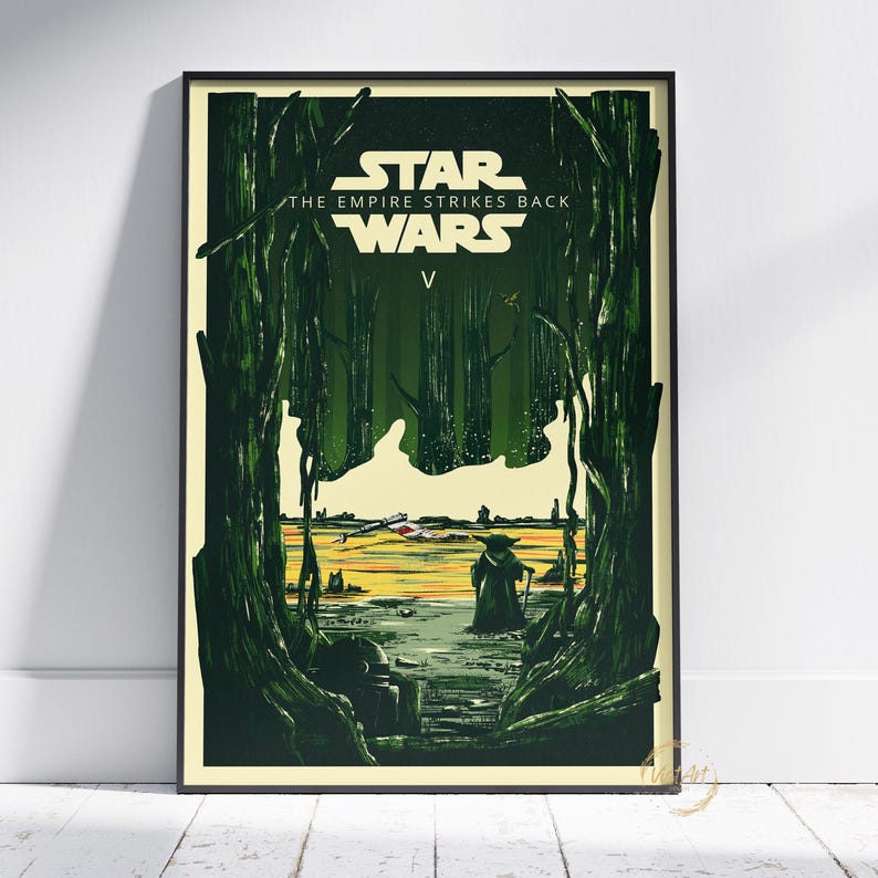 Star Wars Empire Strikes Back Poster, Luke Skywalker Wall Art, 3d Printed Movie Poster