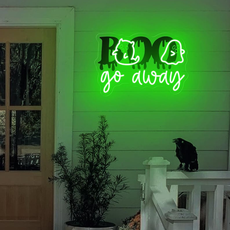 Boo Go Away Neon Sign| Spooky Halloween Boo Neon Sign| Ghost Neon Light For Fall House| Spooky Vibe Halloween Party Decor| Horror Decor