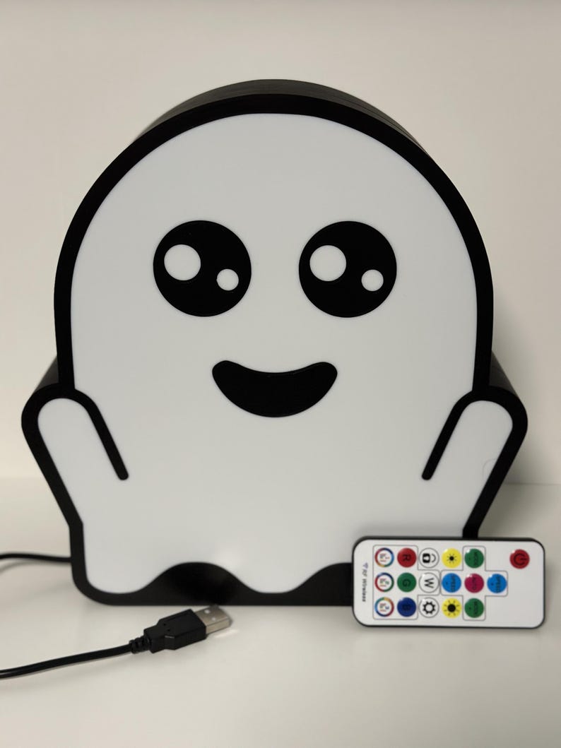 Halloween Ghost Light Decoration | Double Sided 3D Printed Ghost LED Light | Halloween Decor | Funny Halloween Decoration