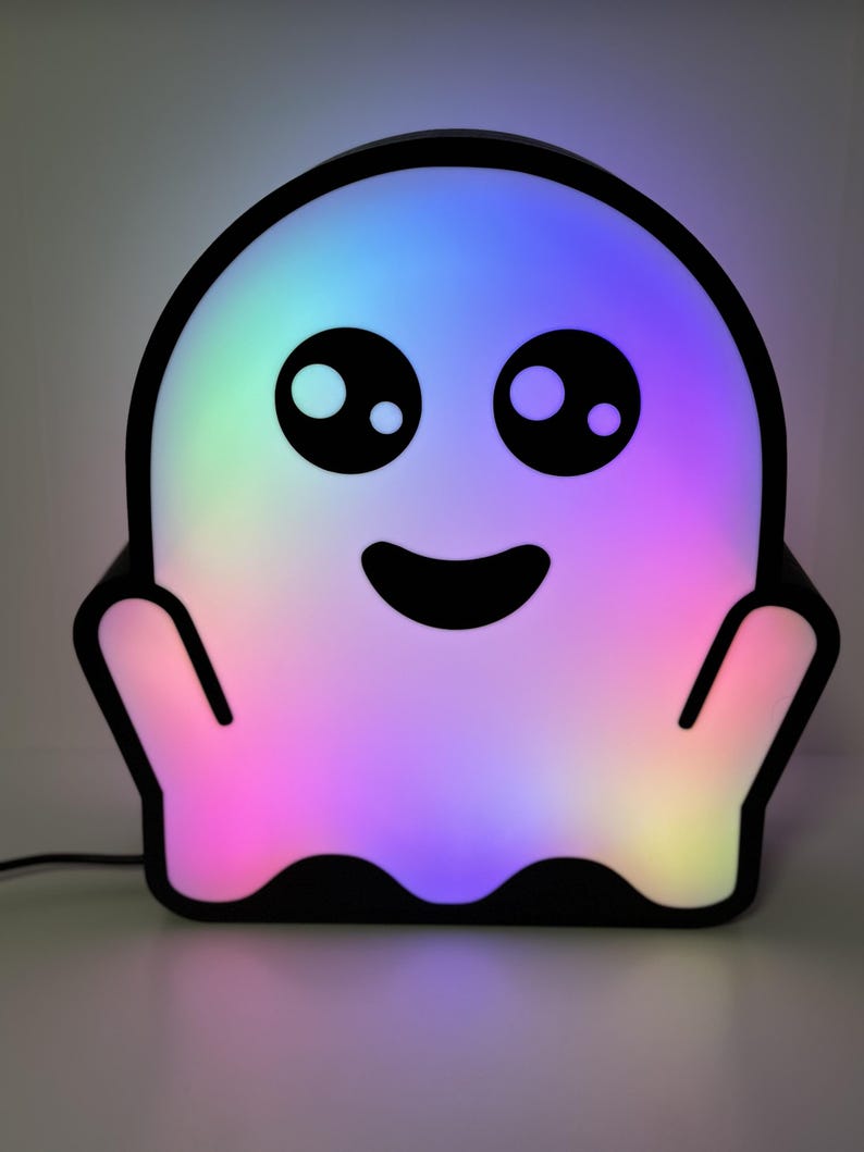 Halloween Ghost Light Decoration | Double Sided 3D Printed Ghost LED Light | Halloween Decor | Funny Halloween Decoration