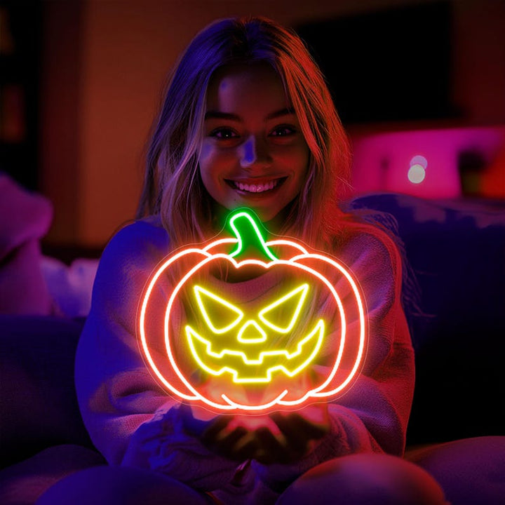 Pumpkin Neon Sign, Halloween Neon Sign, Halloween Party Sign, Pumpkin Decor, Spooky Neon Sign, Halloween Decor, Trick Or Treat Sign