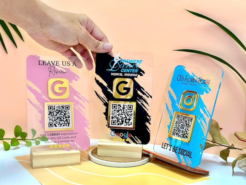 Custom QR Code Sign, Social Media QR Code Sign, QR Code Display Sign Acrylic, Payment Method Sign, Custom Logo Sign, Salon Sign, Beauty Sign