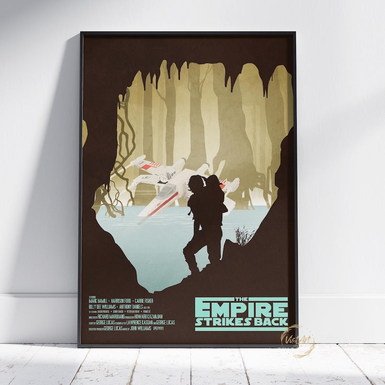 Star Wars Empire Strikes Back Poster, Luke Skywalker Wall Art, 3d Printed Movie Poster