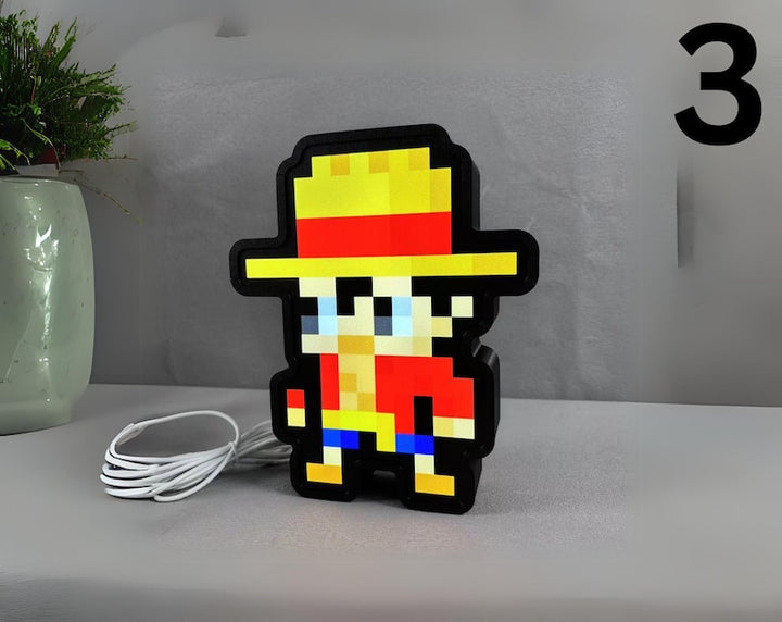 8 Inch Pixelated Anime Characters, Anime Characters Pixel Art, Anime Art, Anime Desk Lamps, Anime Light Box, Anime Inspired Lightbox Gift