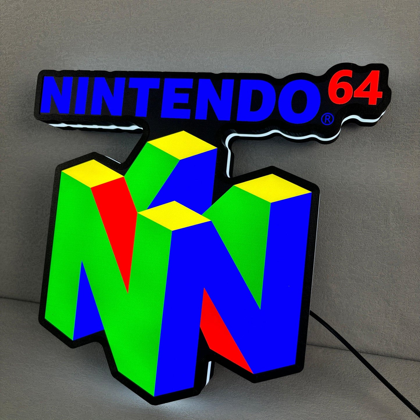 Boîte à lumière LED de jeu classique, lumières de nuit personnalisées avec logo de la console de jeu Nintendo 64