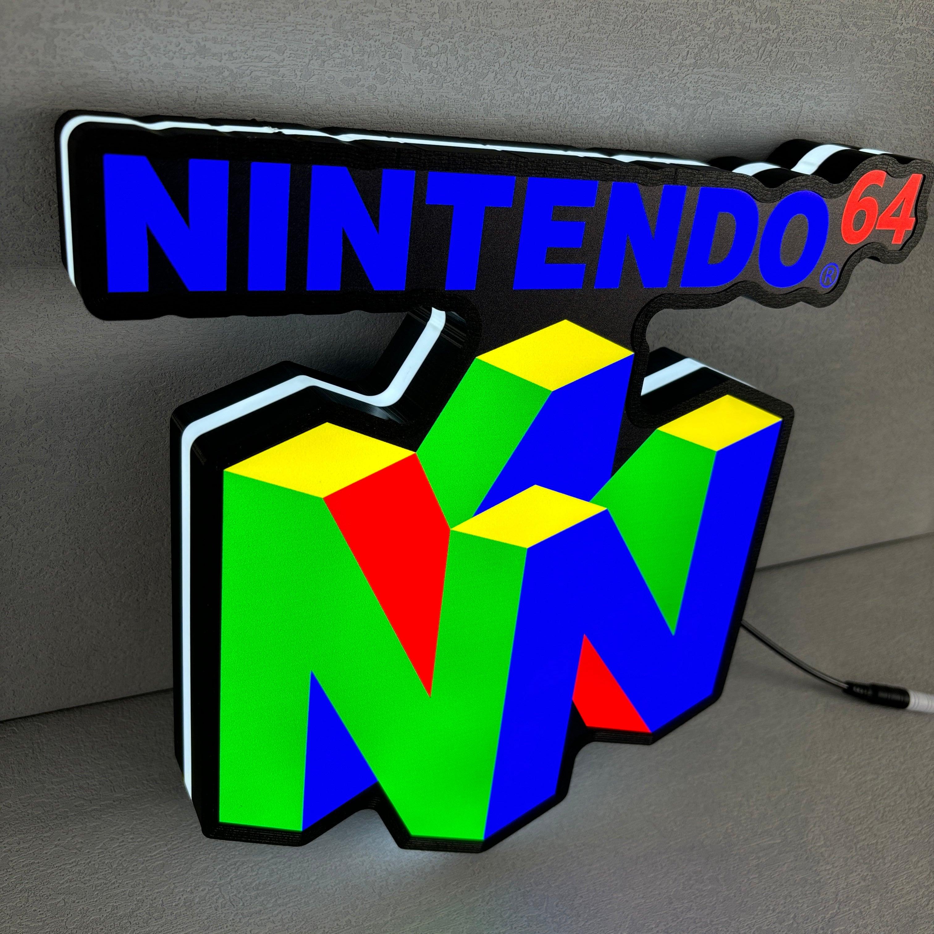 Boîte à lumière LED de jeu classique, lumières de nuit personnalisées avec logo de la console de jeu Nintendo 64