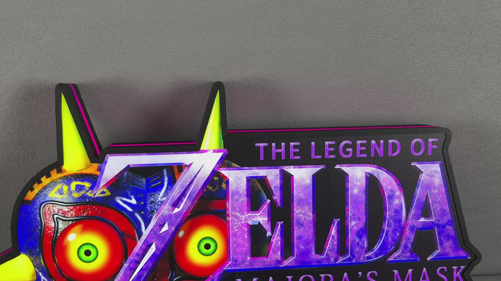 Legend of Zelda Majora's Mask Logo LED Light Box Décor de jeu unique