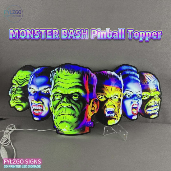 New Custom MONSTER BASH Pinball Machine LED Topper