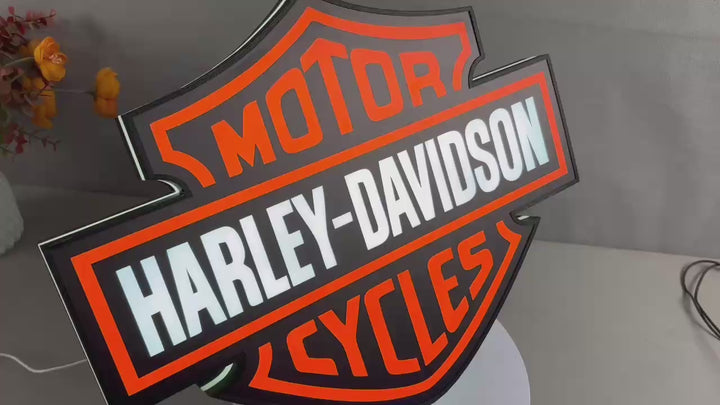 Harley Davidson LED Light Box, Motorcycle Garage Led Sign, Bar Decor, Man Cave Decor