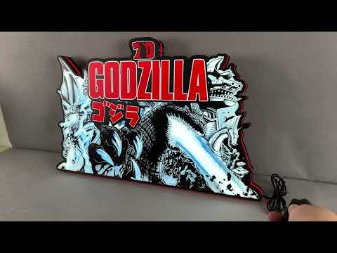 Godzilla 70th Anniversary Pinball Topper 3D Printed LED Lightbox, Arcade Game Led Lightbox, Pinball Arcade Decor