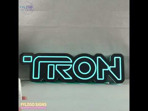 TRON Legacy style 3D Printed RGB LED illuminated wall sign