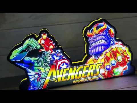 Super Hero Pinball Topper 3D Printed Lightbox, Arcade Pinball Machine Accessory,LED Light Box for Avengers Infinity Quest Fans