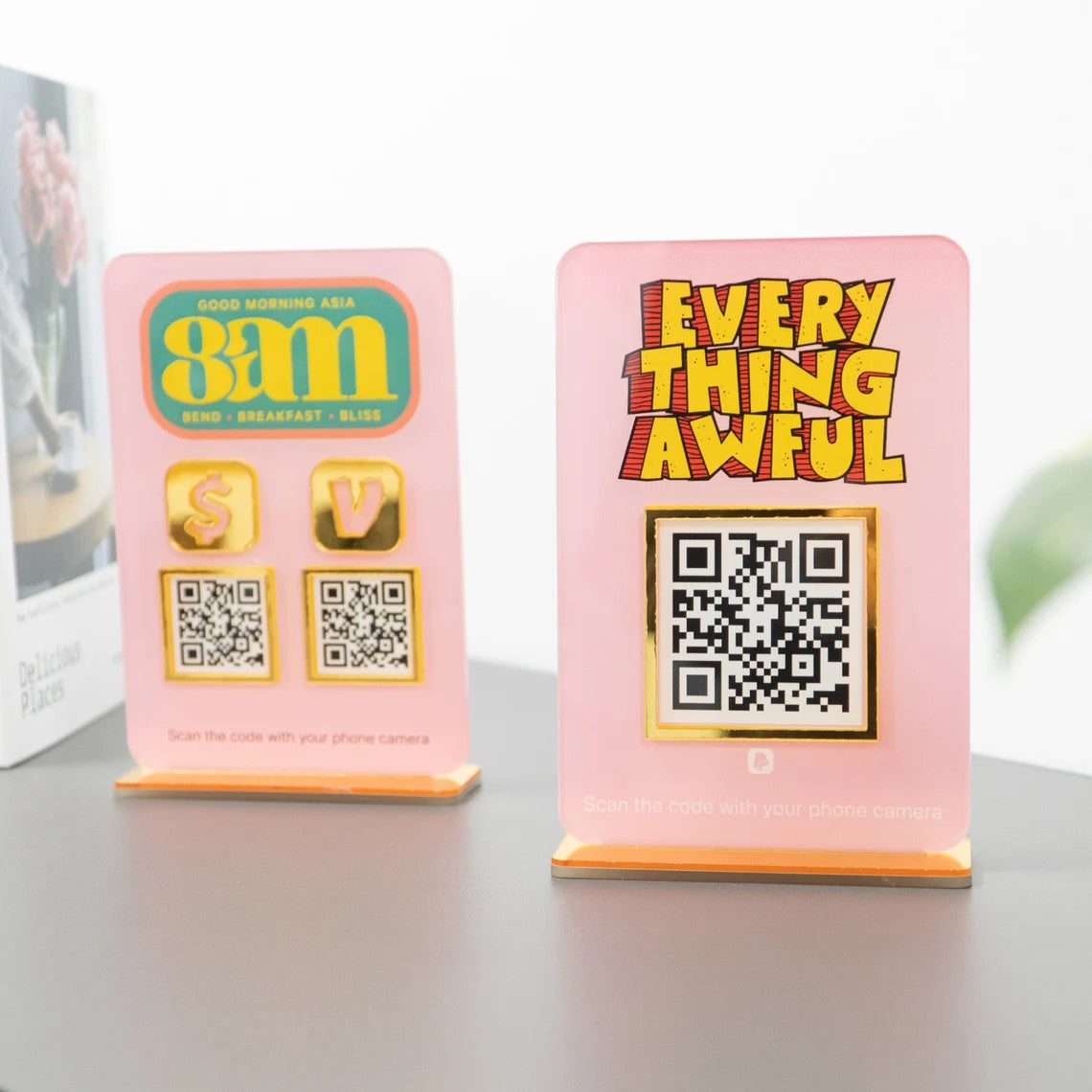 Mini signe de code qr, signe de code QR médias sociaux, signe d’affichage de code QR acrylique, signe de code QR personnalisé, signe de méthode de paiement, signe de logo personnalisé