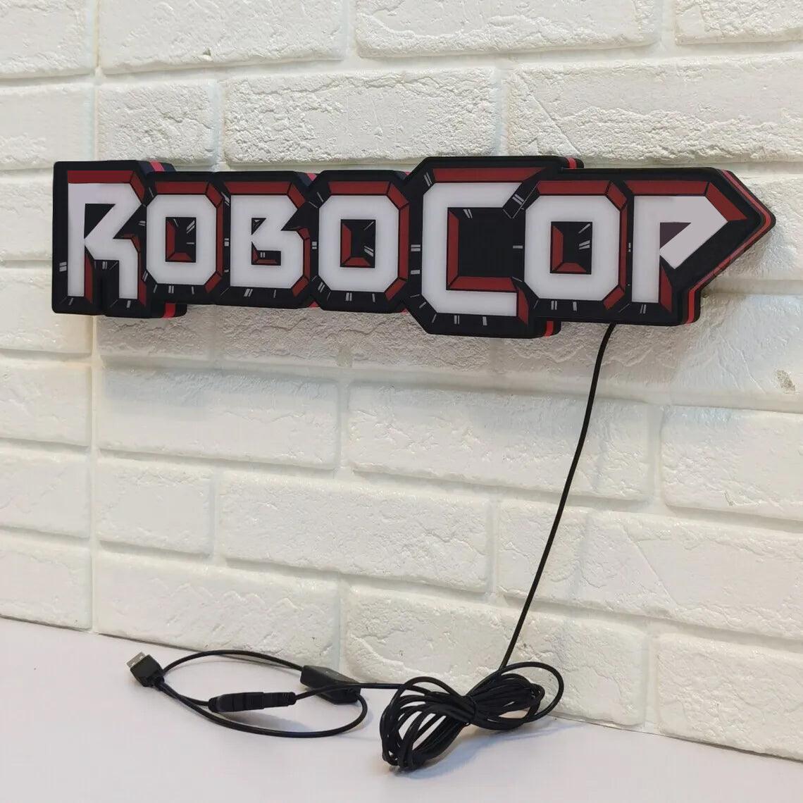 Boîte à lumière LED Robocop-dimmable et alimentée par USB-Home cinéma, logo Man Cave