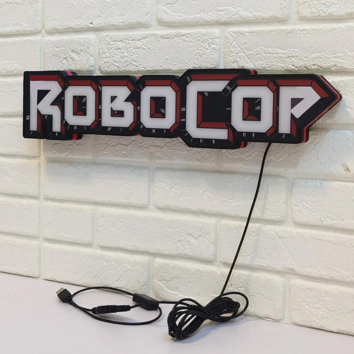 Boîte à lumière LED Robocop-dimmable et alimentée par USB-Home cinéma, logo Man Cave 