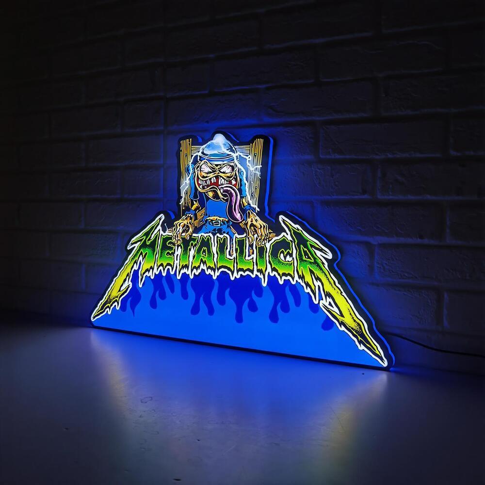 Rare Metallica with Sparky's Electric Chair Pinball Topper! USB plug Dimmer 3D Lightbox - FYLZGO Signs