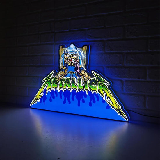 Rare Metallica with Sparky's Electric Chair Pinball Topper! USB plug Dimmer 3D Lightbox - FYLZGO Signs