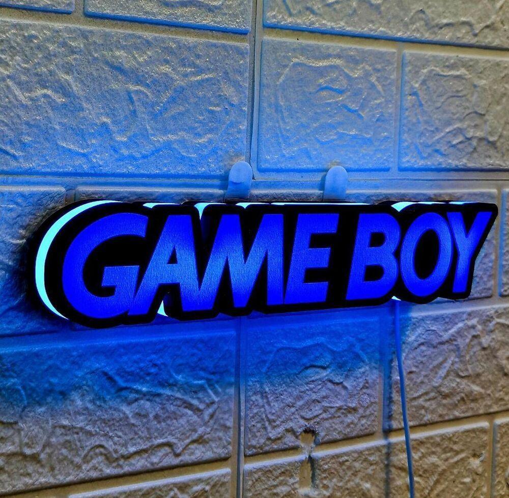 GameBoy logo 3D printing lightbox powered by USB with dimm Wall art Decor Man cave - FYLZGO Signs