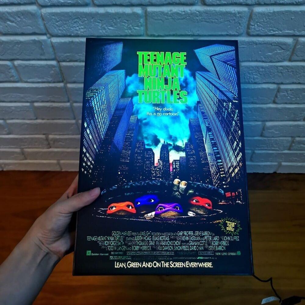 TMNT Retro Movie Poster 3D LED Light Box Fully Dimmable USB Powered - FYLZGO Signs