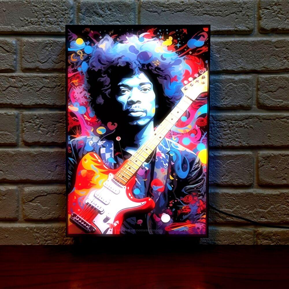 Luminous Canvas LED Lightbox Captivating Portrait of Colorful Jimmy Hendrix - FYLZGO Signs