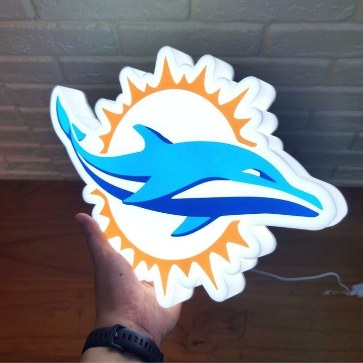 Miami Dolphins LED Lamp Officially Licensed NFL Team Logo Night Light - FYLZGO Signs