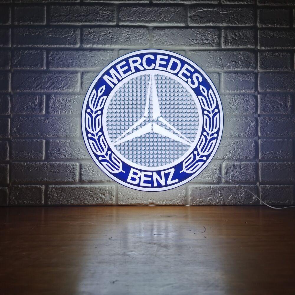 Mercedes Benz LED Light Box, Stylish USB Power Delivery, Home Decoration, Man Cave Logo - FYLZGO Signs