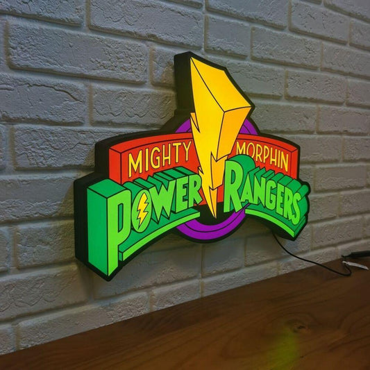 Mighty Morphin Power Rangers 3D Printed LED Lightbox Sign Wall Art - FYLZGO Signs