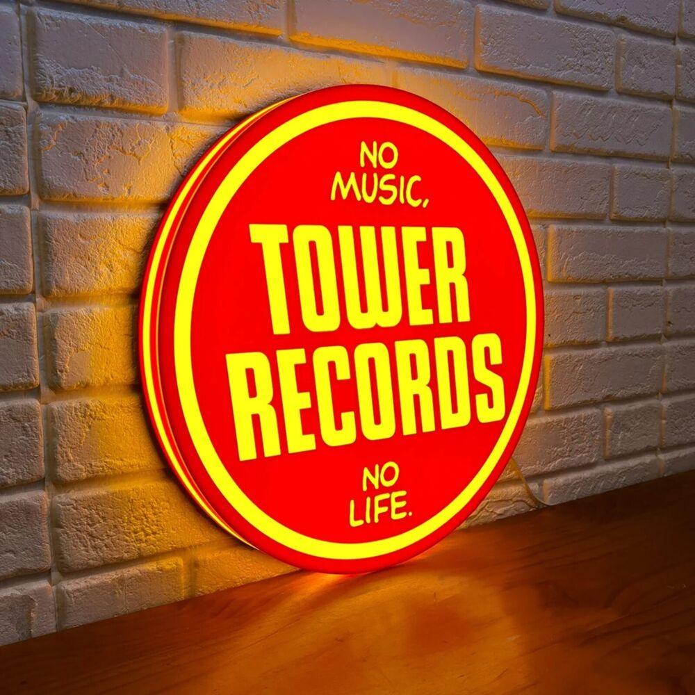 Tower Records LED Lightbox No Music, no Life Vintage Records Store LED Sign - FYLZGO Signs
