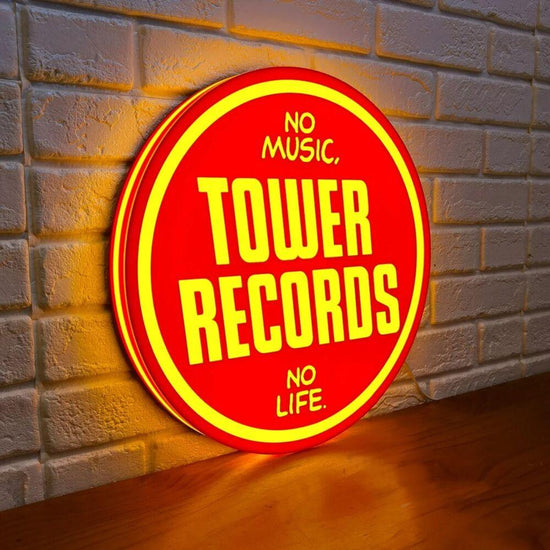 Tower Records LED Lightbox No Music, no Life Vintage Records Store LED Sign - FYLZGO Signs