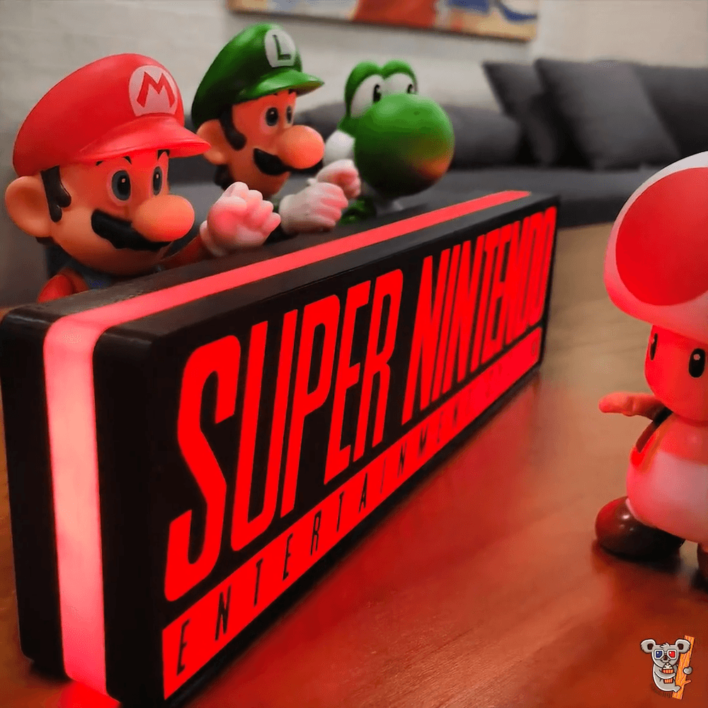 SNES Video Game Lightbox Led Light Great for Gaming Room Decor Nintendo Sign for Man Cave