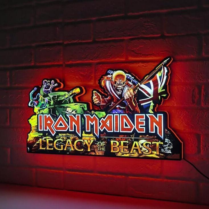 Rare Iron Maiden Trooper Eddie Pinball Topper LED Lightbox Unleash the Power - FYLZGO Signs