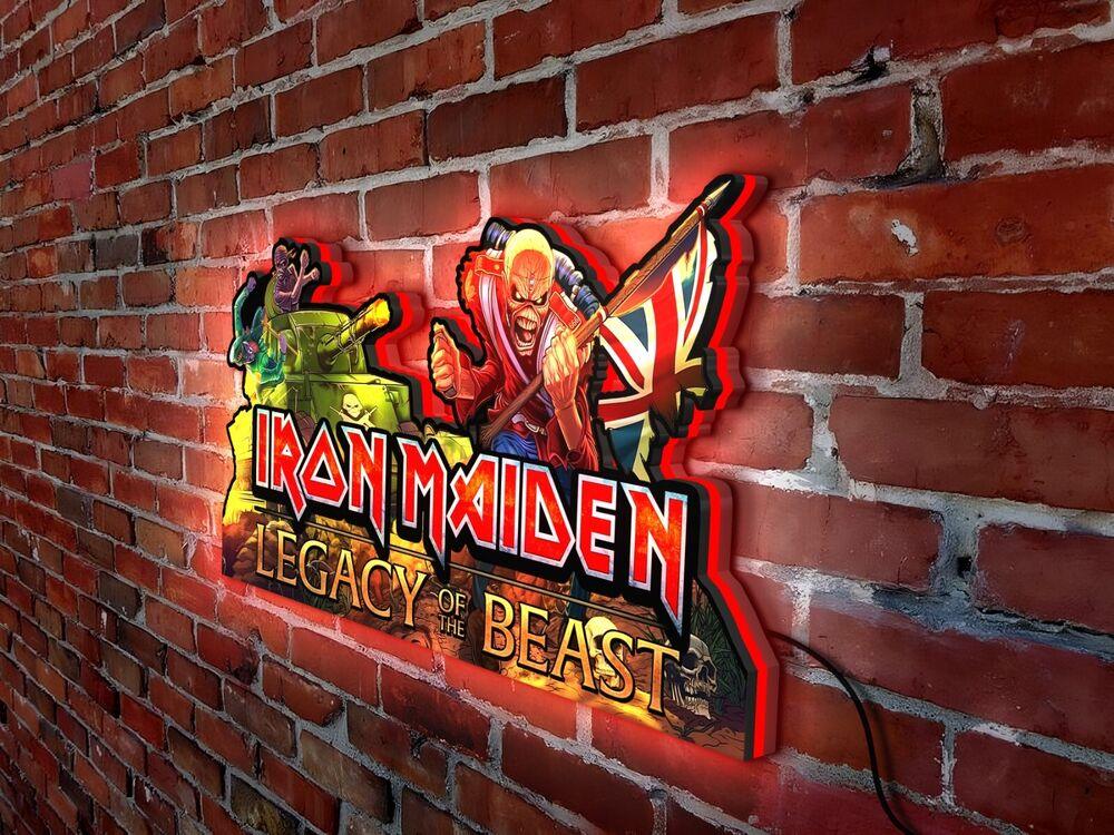 Rare Iron Maiden Trooper Eddie Pinball Topper LED Lightbox Unleash the Power - FYLZGO Signs