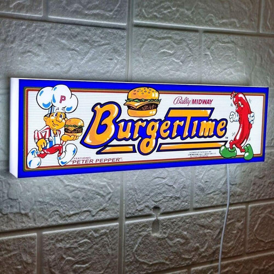 Burger Time LED Lamp Vintage Arcade Game Room Decor Lightbox Perfect for Any Fan - FYLZGO Signs