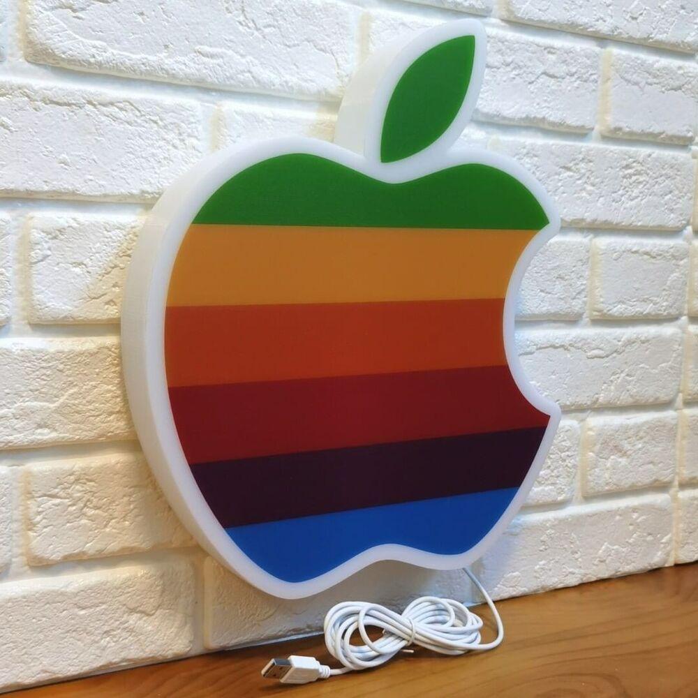 Vintage Apple Logo 3D Printed LED Lightbox Powered by USB and with dimming - FYLZGO Signs