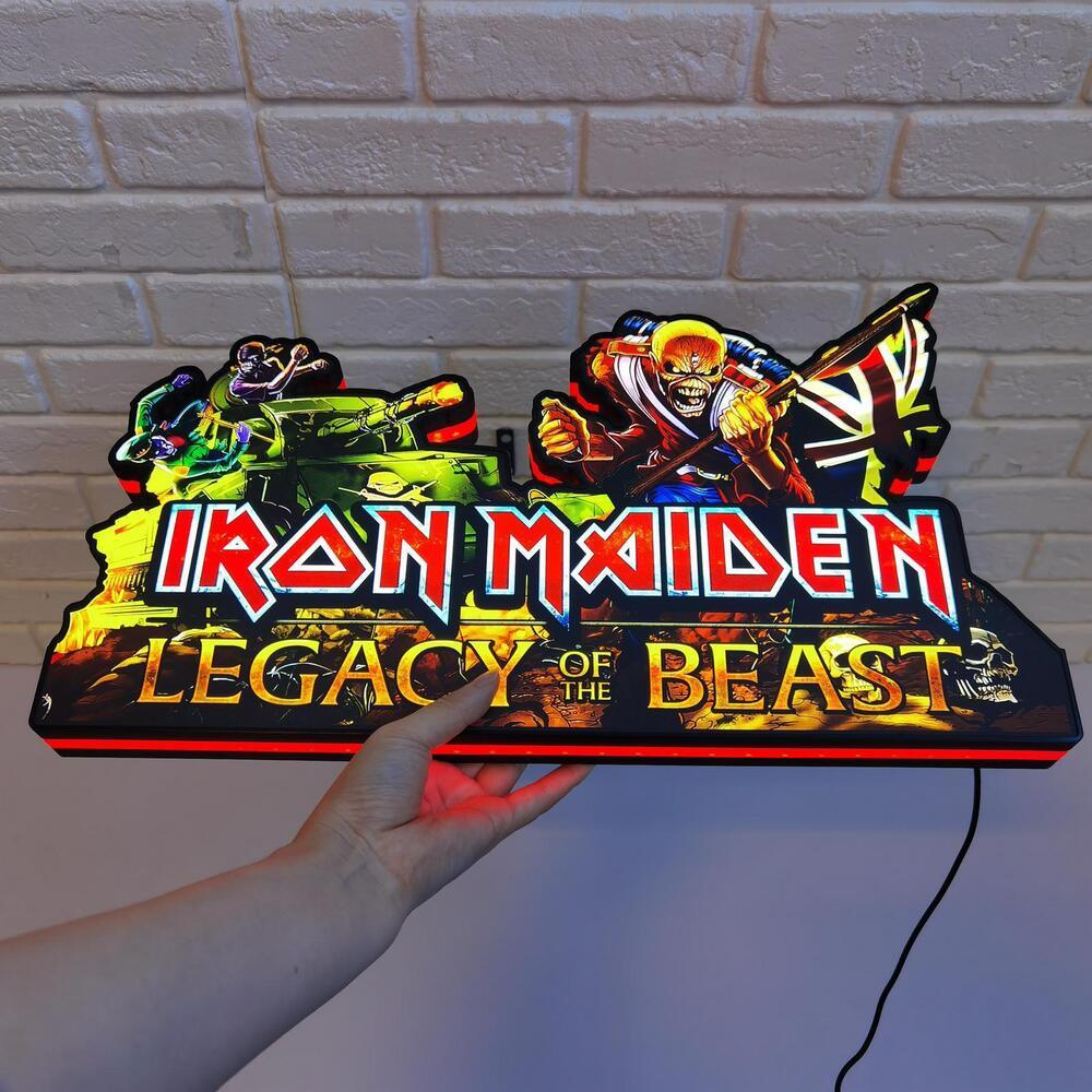 Rare Iron Maiden Trooper Eddie Pinball Topper LED Lightbox Unleash the Power - FYLZGO Signs