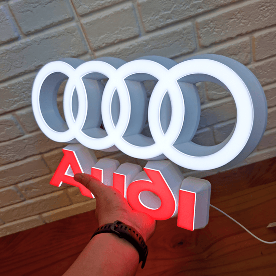 Audi LED Logo Lamp High-Quality Car Decor Great Gift for Audi Enthusiasts - FYLZGO Signs