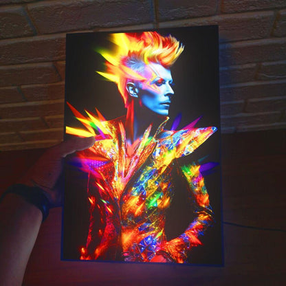 Custom David Bowie Emotional Eyes and Modern Fluorescent Art Illuminated Canvas Lightbox - FYLZGO Signs