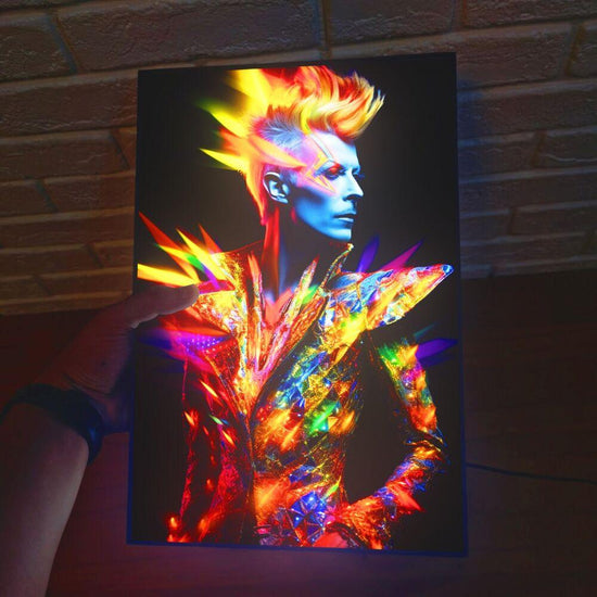 Custom David Bowie Emotional Eyes and Modern Fluorescent Art Illuminated Canvas Lightbox - FYLZGO Signs