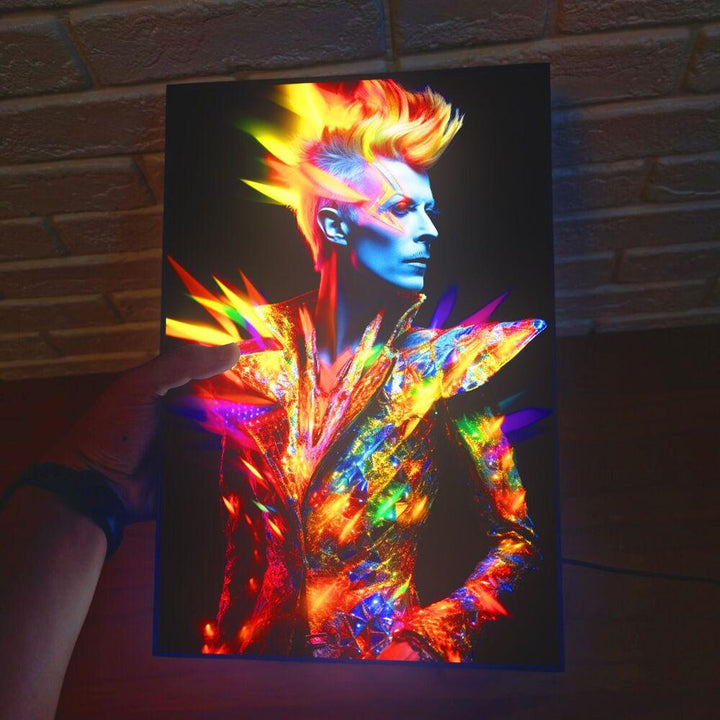 Custom David Bowie Emotional Eyes and Modern Fluorescent Art Illuminated Canvas Lightbox - FYLZGO Signs