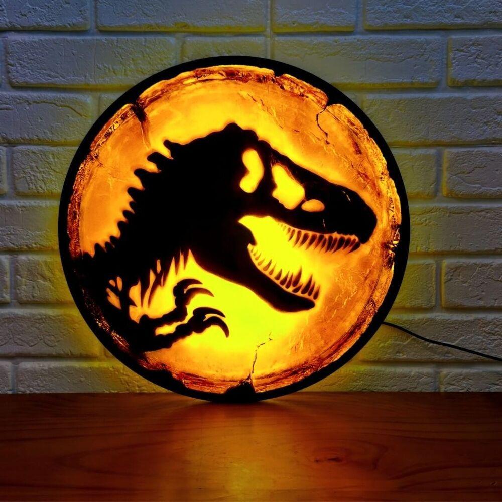 Jurassic World Dominion Amber 3D Printed LED Lightbox Sign Wall Art Fan Cave - FYLZGO Signs