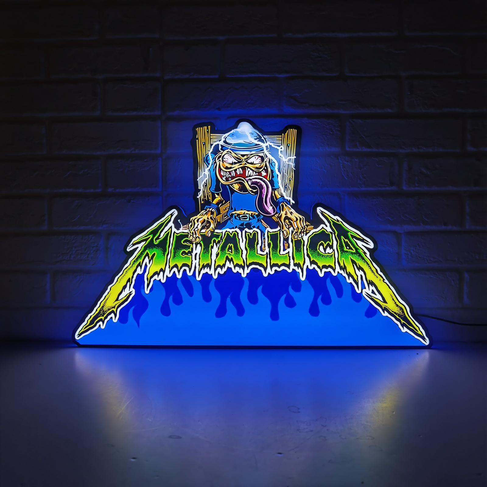 Rare Metallica with Sparky's Electric Chair Pinball Topper! USB plug Dimmer 3D Lightbox - FYLZGO Signs