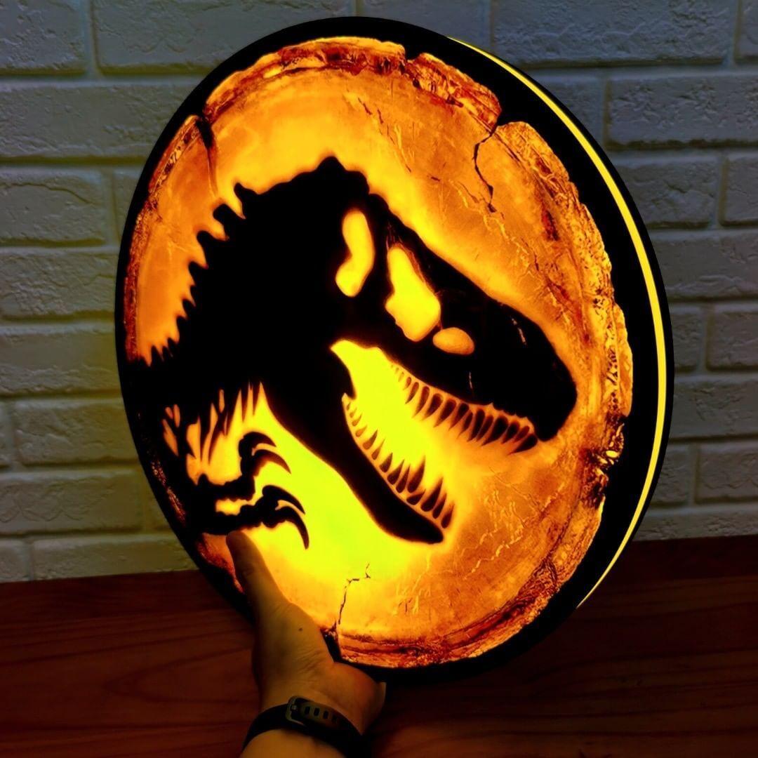 Jurassic World Dominion Amber 3D Printed LED Lightbox Sign Wall Art Fan Cave - FYLZGO Signs