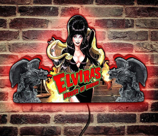 Elvira's House of Horrors Pinball Top Boîte à lumière LED Embrassez le fantôme